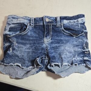 BLACK BUCKLE FIT 53 DENIM CUT OFF SHORTS DISTRESSED SIZE 28 WOMENS